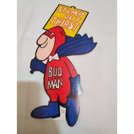 Budweiser 1970'S Budweiser Bud Man Stamp Out Thirst Sticker Stick On Display Advertisement