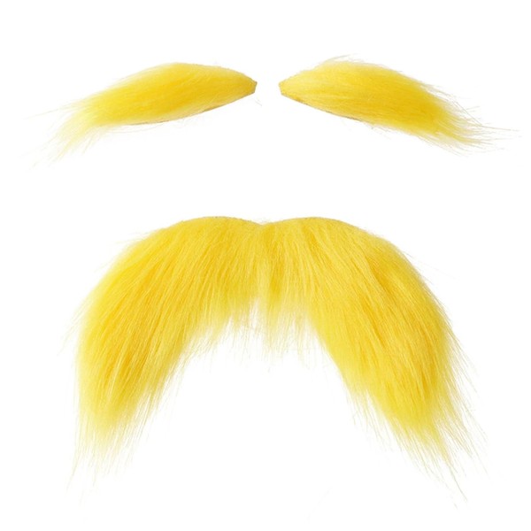 WOSHN Yellow Mustache and Eyebrows Cosplay Accessories Dress Up Day