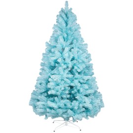 9FT 2,300 Tips Artificial Christmas Pine Tree Fake Xmas Spruce Trees Holiday Decoration with Metal Stand Easy Assembly for Outdoor and Indoor Decor Blue