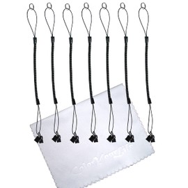 ColorYourLife Elastic Tether Coiled Spring Lanyards with USB Type C and Lightning Port Plug for Stylus Pens and Small Items (7 Pack, Black)