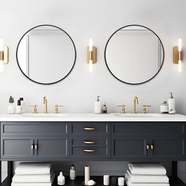 Fabuday Black Circle Mirror for Wall Decor 18 Inch - Bathroom Round Mirror with Matte Frame, Small Circular Mirrors for Entryway, Hallyway, Living Room, Bedroom