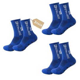 Nnicorns 3/4/5/6 Pairs of FS Football Socks for Men Women, Grip Socks Football, Football Socks Non-Slip 39-46, Basketball Socks, Cycling, Tennis, Football, Running Accessories, 3-blue