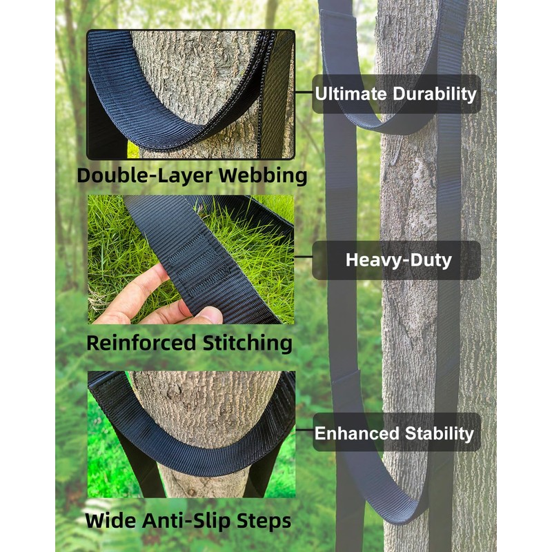 MLNSUNNY Climbing Aider, 3-Step Rope Ladder, Double-Thickened for Hunting Tree