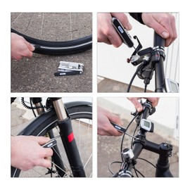 Relaxdays Multi-Tool Bicycle Kit 2.5 x 9 x 4.5 cm Multi-Purpose Multi-Function Repair Kit Tool Set for Bike Repairs with Tire Level, Screw Driver and Chain Tool Ideal Tool Set for Travel, Black