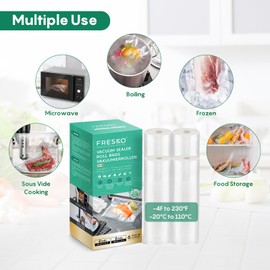 FRESKO Vacuum Rolls 2 Rolls 28 x 600 cm + 2 Rolls 20 x 600 cm, Professional Vacuum Bags Foil Bags, Size for All Vacuum Sealers, BPA-Free, Embossed Air Grooves, Sous Vide Freezer Bags