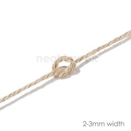 NEOTRIMS Jute Twine String Rope,3 Ply. 2mm,4mm, 6mm and 10mm Thick. Natural Biodegradable Garden Cord,Hanging Decoration,Wrapping Bundling, 2mm, 50m 164 Feet