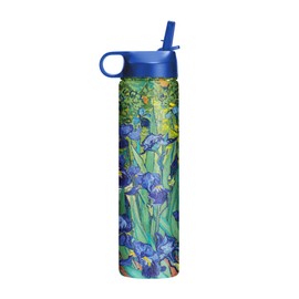 RainCaper 18/8 Stainless Steel Insulated Water Tumbler with Straw | 24oz, BPA-Free, Double Wall for Hot & Cold | Travel-Friendly, Cup Holder Ready (van Gogh Irises)