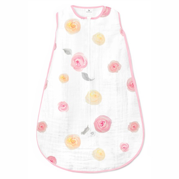 Amazing Baby Muslin Sleeping Sack with 2-Way Zipper, Watercolor Roses,
