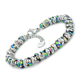 SAGA GIOIELLI - Women's Braided Steel Bracelet, Jewellery Women's Bracelets, 18 centimetres, Stainless Steel