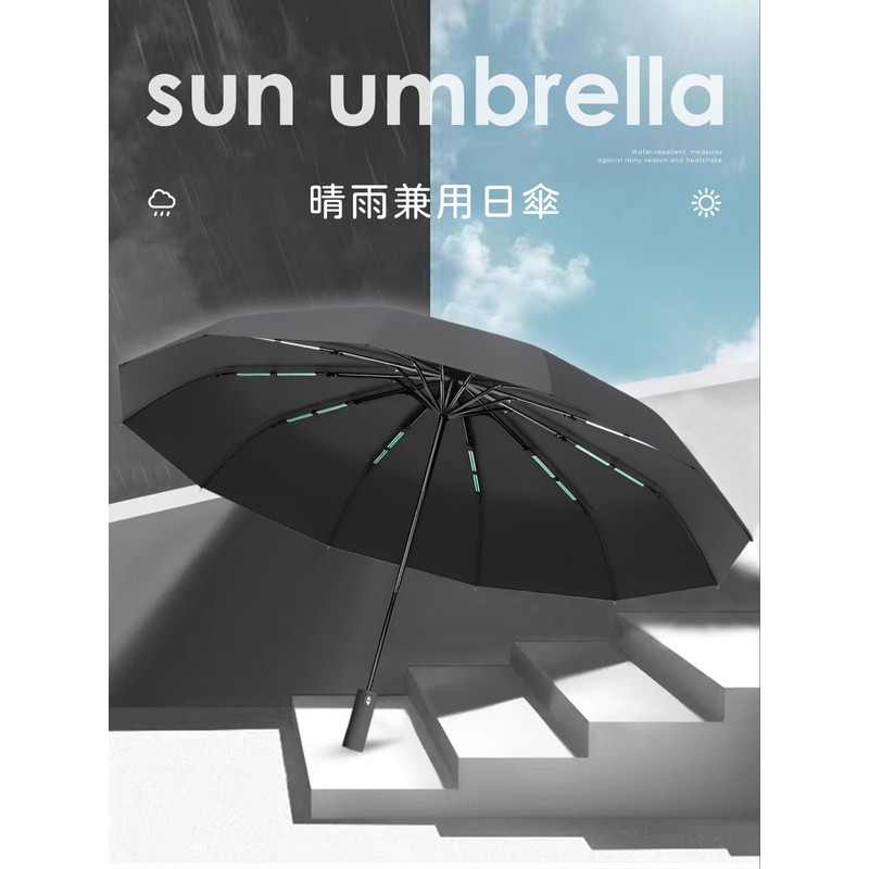 xppe (2024 12 Double Ribs, High Wind) Large Folding Umbrella,