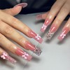 Bow Press on Nails Long Square False Nails with Colorful