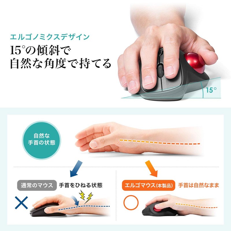 Sanwa Supply MA-BTTB130BK Bluetooth Trackball, Silent, 3 Buttons, Optical