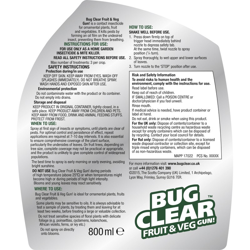 BugClear Fruit and Veg Gun 800 ml