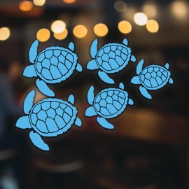 Turtle Family Vinyl Decal Sticker - for Cars, Trucks, Vans, Bumpers, Windows, Walls, Laptops, Projects and More | 7 X 4.8 Inches| Multiple Color Options to Choose from (Light Blue)