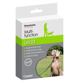 Rosewood Multi-Function Dog Lead – 6-in-1 Training Leash with Double-Ended Clips, 114cm – Ideal for Walking, Obedience, and Recall Training