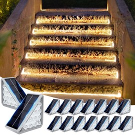 JOFIOS Solar Step Lights for Outside,16pack Solar Step Lights Outdoor Waterproof IP67,Stair Lights Outdoor,Stair Lights Outdoor Solar Power,Patio,Front Step,Deck(Warm Lights)…