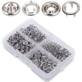 50 Sets 11mm Metal Snaps Stainless Steel Buttons for Sewing and Crafting (11mm Snaps Silver 50 Set)
