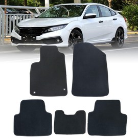 GXARTS 5 PCS Both Front and Rear Velour Replacement Floor Mats Carpet Black Compatible with Honda Civic 2016 2017 2018 2019 2020 2021 Anti- Slip