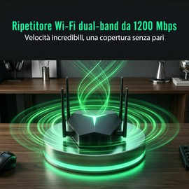 Durable WiFi Range Extender, 1115㎡ Coverage & 100+ Devices Simultaneous Connection, AC1200 1200Mbps, Energy-Saving 4 Antennas WiFi Booster