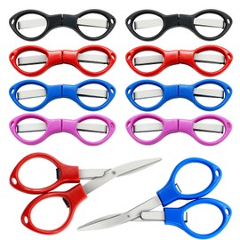 PDCTACST Folding Scissors, 8PCS Mini Stainless Steel Foldable Scissor, Portable Travel Cutter Pocket Craft Scissors for School Classroom Home Camping Sewing Paper Cutting DIY Fabric Project