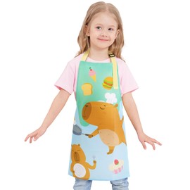WERNNSAI Capybara Kids Art Aprons for Cooking - Kids Painting Apron for Girls age 2-5, Toddler Kid Art Smock Toddler Chef Aprons for Children Kitchen Baking Gardening Party Birthday Gift