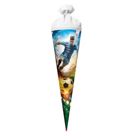 ROTH Motiv-Schultüte, Soccer, 70 cm, rund, Rot(h)-Spitze, Filzverschluss, Soundmodul