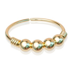 Delicate Helix Ring With Beads 24 Gauge - Thin Cartilage Earring Beaded Hoop For Women 14k Gold Filled (3 Beads)