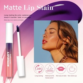 BANGFENG Juego de 3 tintes de labios despegables – Kit de tinte de labios para tatuajes en 3 colores vibrantes, acabado mate de larga duración, máscar