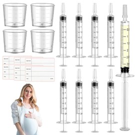 Nzkeuf 60 Pack Colostrum Collector Kit, 3ml Breast Milk Storage Syringes for Babies, 60 Milk Catcher with Labels and 4 20ml Measuring Cups for Harvesting & Dispensing New Mothers and Young Babies