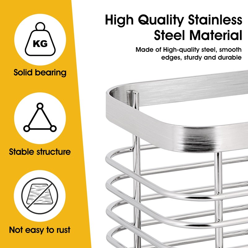 Stainless Steel Utensil Holder, Cutlery Organizer - Rust-Resistant Sink Drainer