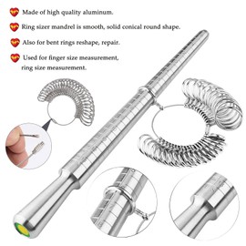 PHYHOO Ring Sizer Measuring Tool Metal Ring Mandrel Ring Measurer and Ring Sizer Women Men Ring Sizing Kit Finger Ring Size Measure Jewelry Measurement