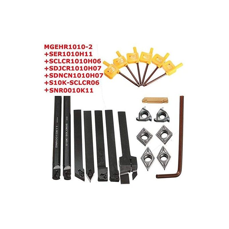 EsportsMJJ Machifit 7pcs 10mm Shank Lathe Turning Tool Holder Boring