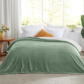 Sherpa Blankets Queen Size - Fleece Queen Blanket for Bed, Soft and Warm Throw Blanket for Winter, 90" x 90", Sage Green