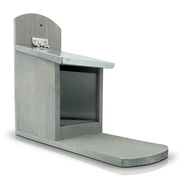 Garden Squirrel Feeder with Metal Roof - Natural Wood in
