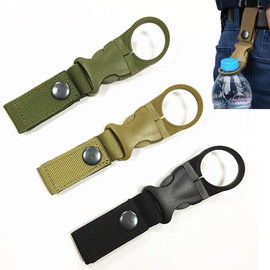 Hanging Bottle Buckle Clip Carabiner,Portable Mineral Water Bottle Ring Holder Keychain Belt Webbing Strap for Outdoor Camping Hiking Traveling (3PCS)