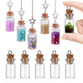 Pretwad 10 Pcs Small Glass Bottles with Cork Stoppers, 1.5ml Mini Glass Jars with Lids, Empty Tiny Glass Containers for Spell Jars, Wishing Bottles, Message Bottles, DIY Crafts, Wedding Decorations