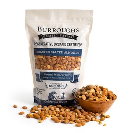 Burroughs Family Farms 3 lb Roasted Salted Almonds – USDA Organic, First Regenerative Organic Certified Almond Farm – 2x the Antioxidants and Vitamin B Versus Other Almonds – Lightly Salted & Perfectly Dry Roasted Almond Nuts