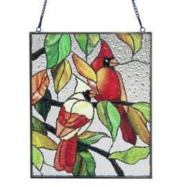 pacredial Cardinal Stained Glass Window Hanging - Cardinal Gifts for Women, Red Birds Suncatchers for Windows, 6.3’’ Glass Hanging Ornament, Hand Painted Glass for Birds Lover, Window