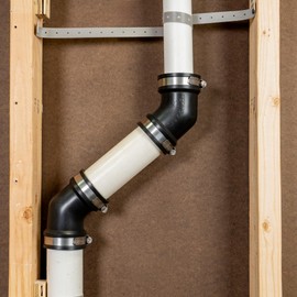 Fernco 2-Pack Qwik Ell 2 in. Hub 45-Degree Flexible PVC Elbow Fitting Includes Optional 1.5 in. Reducer Bushing