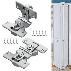 Pisman 180 Degree Adjustable Bifold Cabinet Door Hinge,Bifold Door Hardware with Screws for Closet Doors, Furniture, and Bi-Fold Doors (2PCS)
