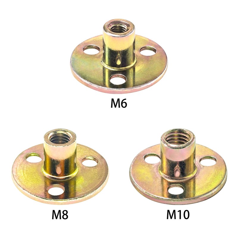 12 PCS Zinc Plated Round Tee Nuts,3-Hole T-Nuts for Furnitures