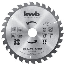 kwb Circular Saw Blade 210 x 30 mm Fast Cut Medium Grade Saw Blade Suitable for Soft and Hardwood, Carpentry Board and Chipboard