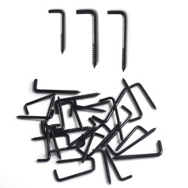 Alloygold 30 Pieces 3 Sizes Gun Black Screw Large Square Bend Hook kit, Galvanized Square Bend Hook self Tapping Screw Hook for Home/Workplace/Office, Heavy Load Bearing