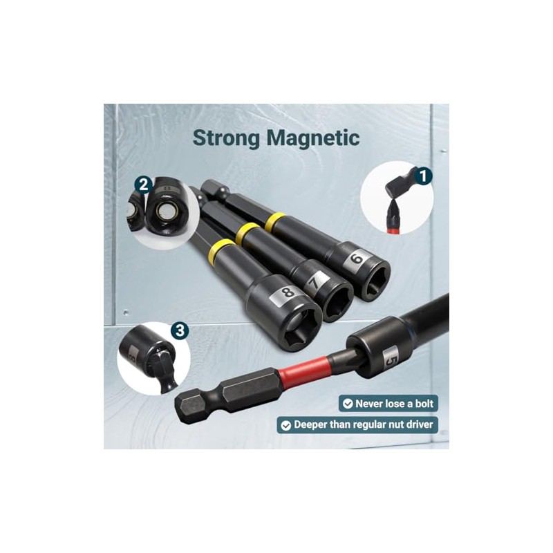86-Piece Magnetic Impact Nut Driver Set, SAE/Metric Nut Driver Set,