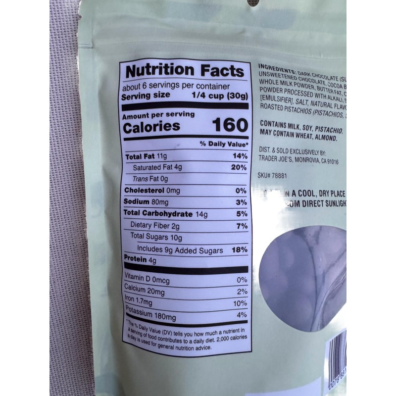 Trader Joe's Dark Chocolate Covered Pistachios, 6 oz (Pack of