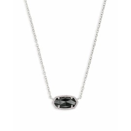 Kendra Scott Elisa Pendant Necklace for Women, Fashion Jewelry, Rhodium-Plated, Black