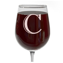 Etched Monogram 16oz Stemmed Wine Glass (Letter C) – A-Z Customized Gifts for Women, Personalized Wine Gifts for Her, Custom Engraved Gift for Wedding, Monogrammed gifts for women, Mom, Sister Initial