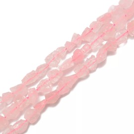 Unbranded Rose Quartz Rough Nugget Chunks Side Drill Beads Approx 8x10mm 15.5" Strand