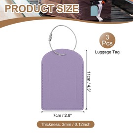 PATIKIL Suitcase Tags, Grey Purple Leather Luggage Name Tags Airplane Travel Essentials Business Trip Accessories with Private Protection for Hotel Check in Luggage Bags Men Women, 3 Pcs