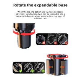 Car Cup Holder Tray, 4 in 1 Drink Holder Expander with Expandable Food Tray Table, for Road Trip Essentials & Daily Commute